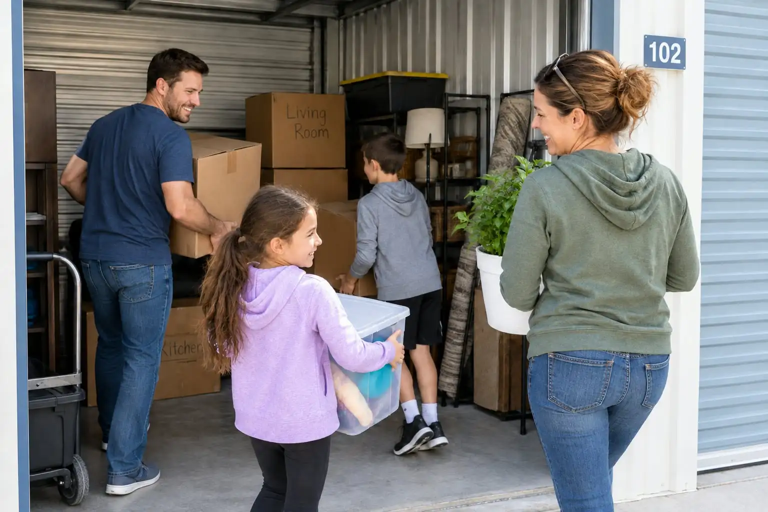 Family moving items into Action Storage in Nacogdoches